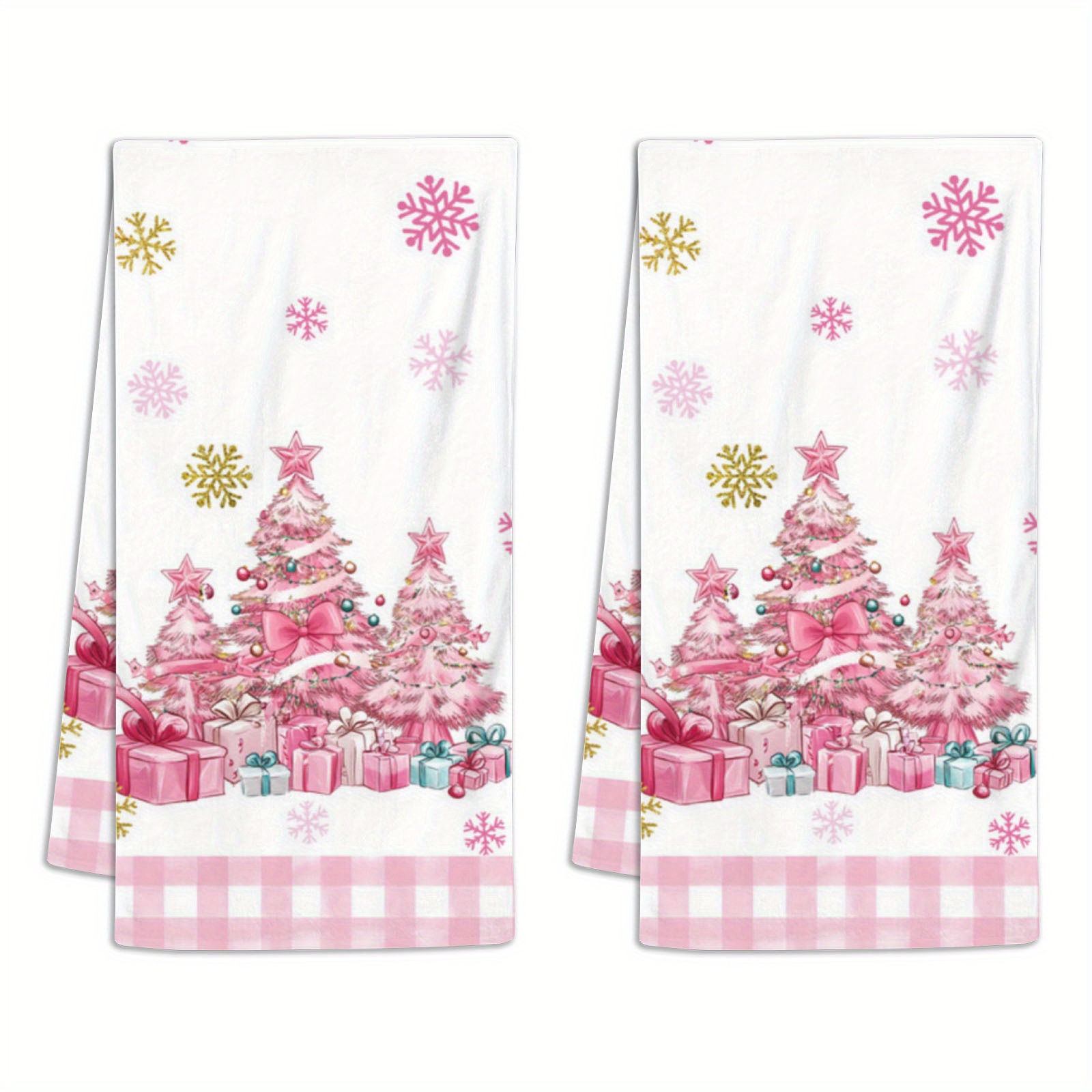 

2pcs Jit Christmas Kitchen Towels, & Gift Design, Modern Polyester Dish Cloths With & Snowflakes, Wash Only, Rectangular, Home & Kitchen Decor For