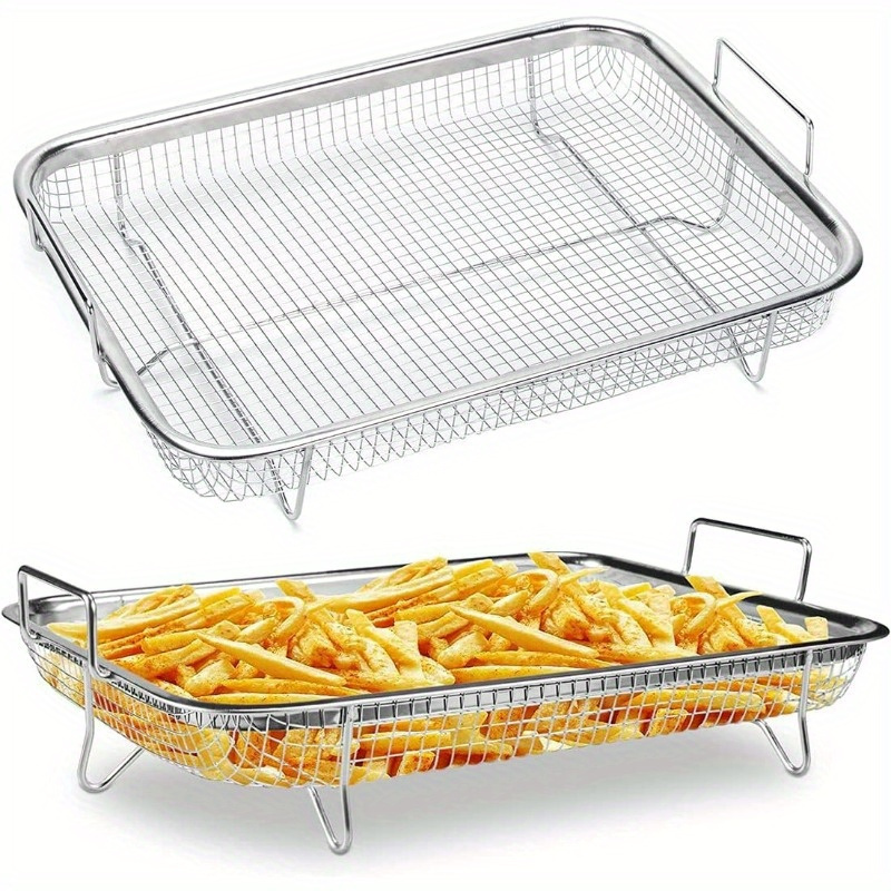 

1pc Stainless Steel Fryer Basket, Oven Tray, Wire Rack For Air Fryer, Bbq Grill Accessory, Kitchen Tool