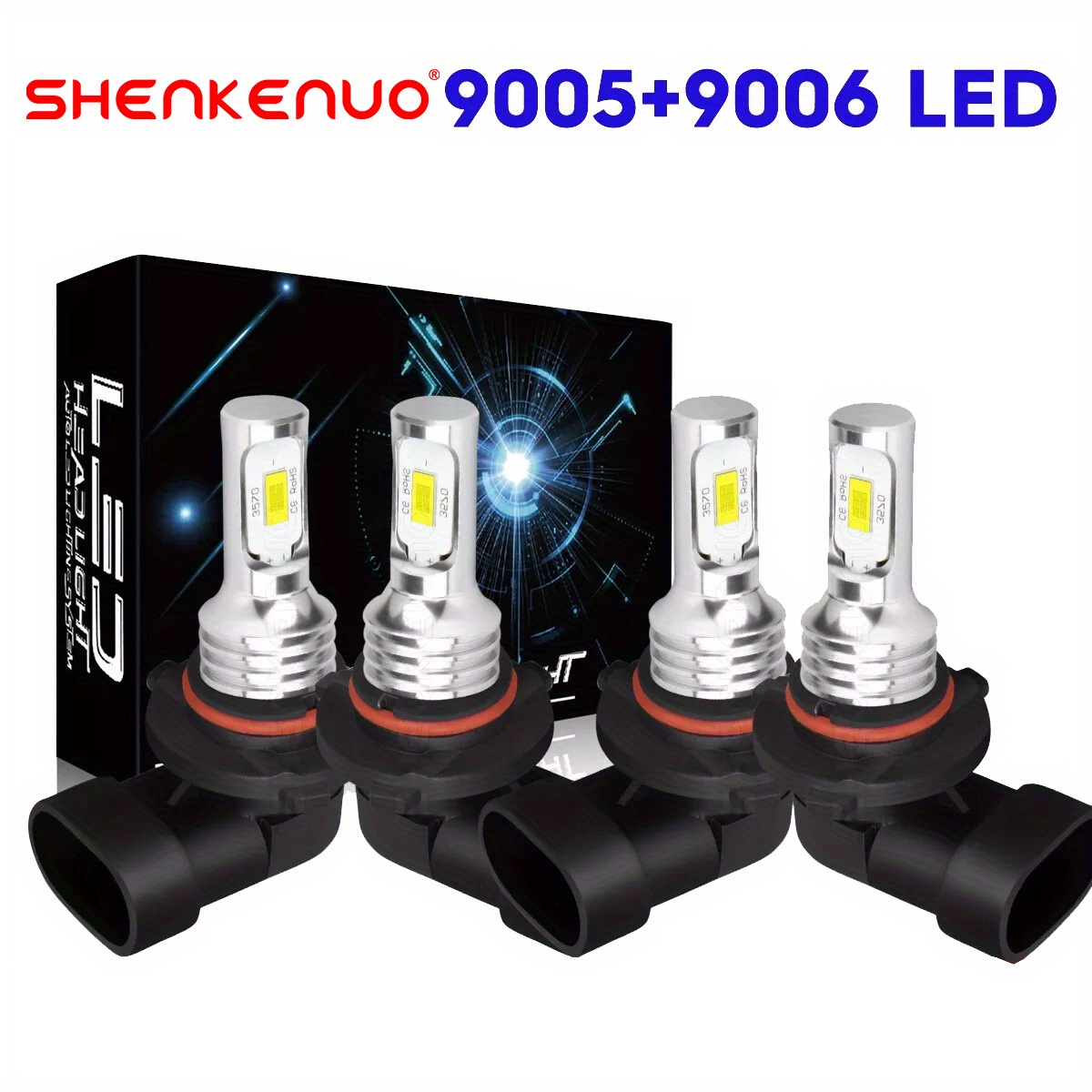 

4pcs 9005 9006 Led Headlight Kit 10000k Combo Bulbs Beam Super , Without Battery