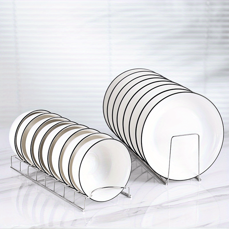 1pc modern stainless steel kitchen dish rack organizer   plate drainer stand cooking pan cover holder no power needed wood   storage accessory details 5