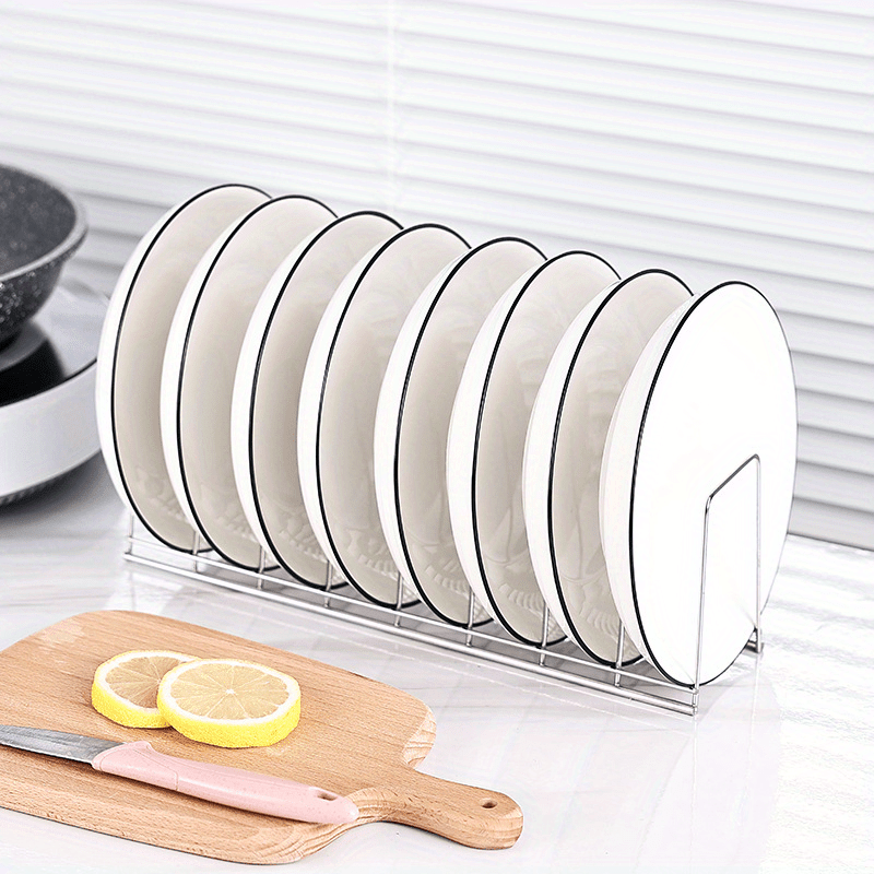 1pc modern stainless steel kitchen dish rack organizer   plate drainer stand cooking pan cover holder no power needed wood   storage accessory details 8