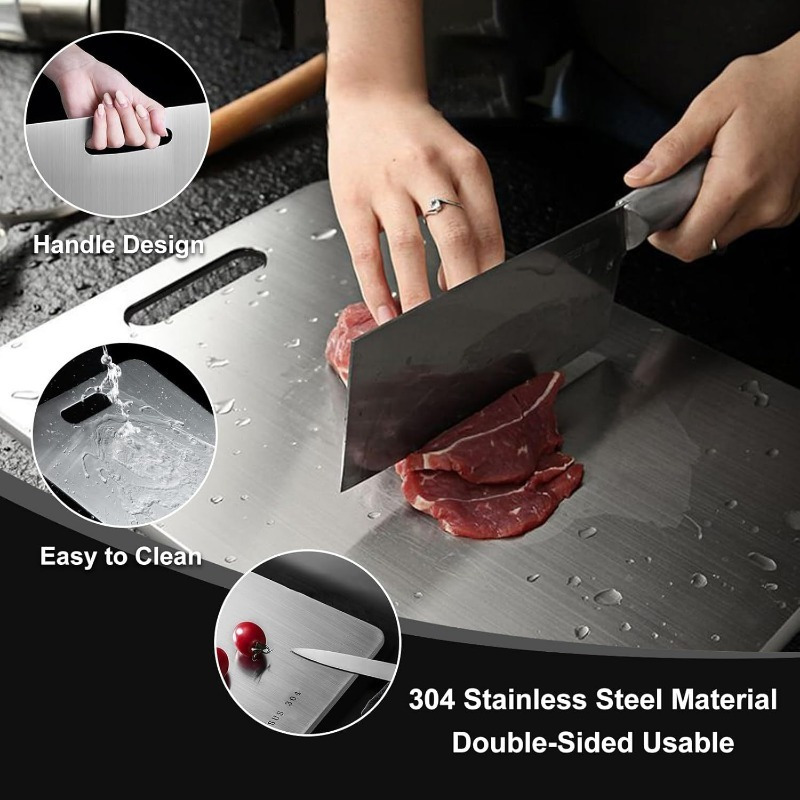 1pc premium titanium steel dual sided cutting board food grade preserving original flavor details 4