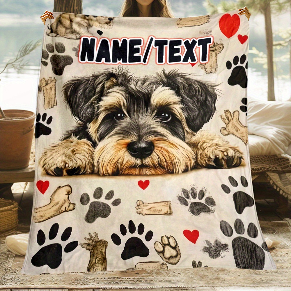 

Custom Schnauzer Name Blanket - Soft, Lightweight Flannel Throw For Couch, Bed, Travel & Camping - Personalized , Multiple Sizes , Personalized Blanket