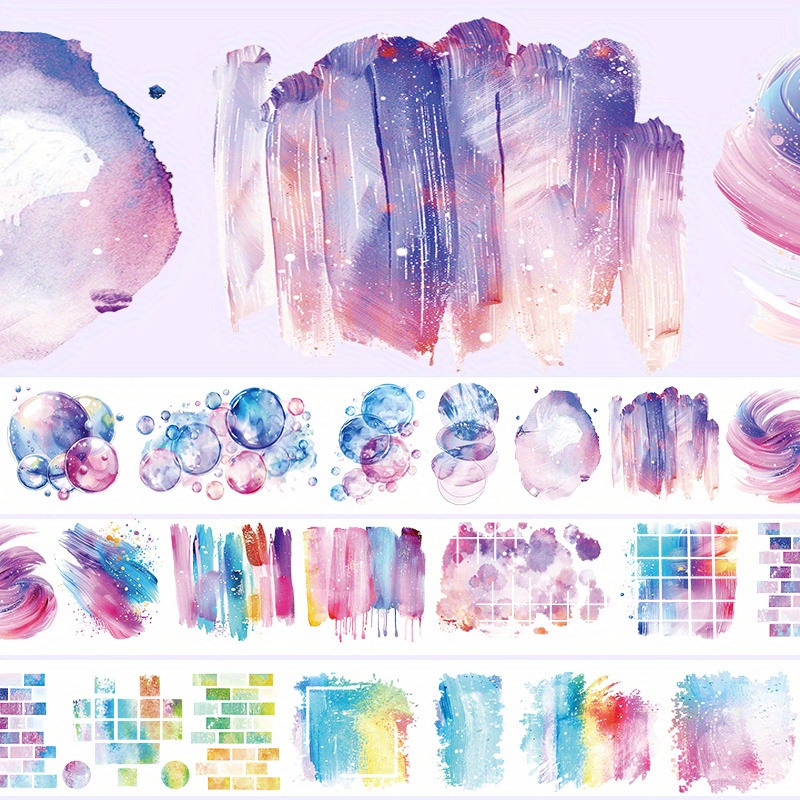 Image of 2m/roll Matte Pet Tape In Colorful Graffiti Design, Washi Masking Tape For Decorative Adhesive Stickers, Ideal For Planners, Scrapbooking, Journals, And Stationery With A 100cm Loop