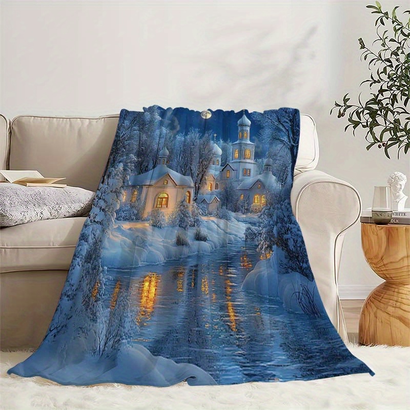 

Cozy Christmas Snow Scene Flannel Blanket - Soft And Warm For All - 170cm X 130cm (67in X 51in)