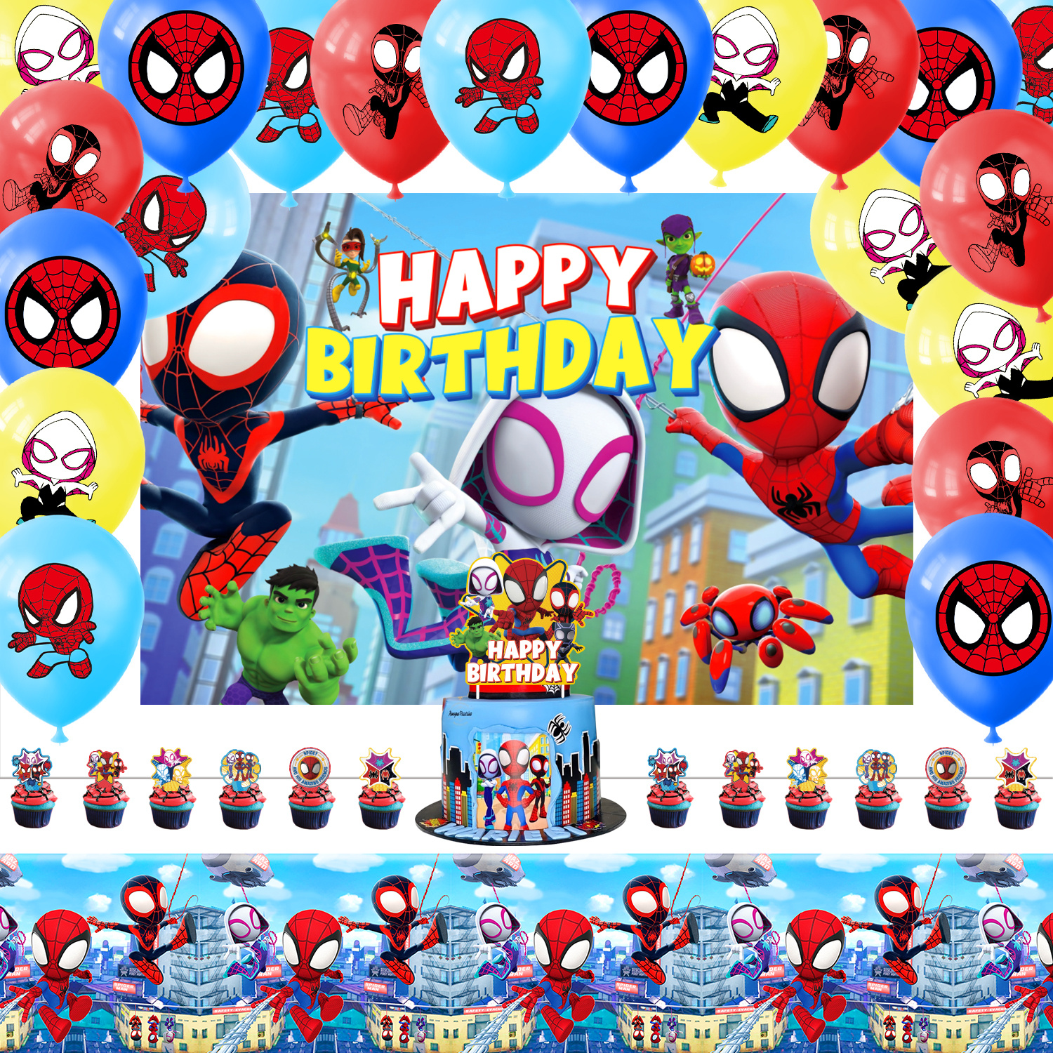 

35pcs Spider-man Set - For Birthdays, Graduations & Anniversaries | Decorations | Pvc