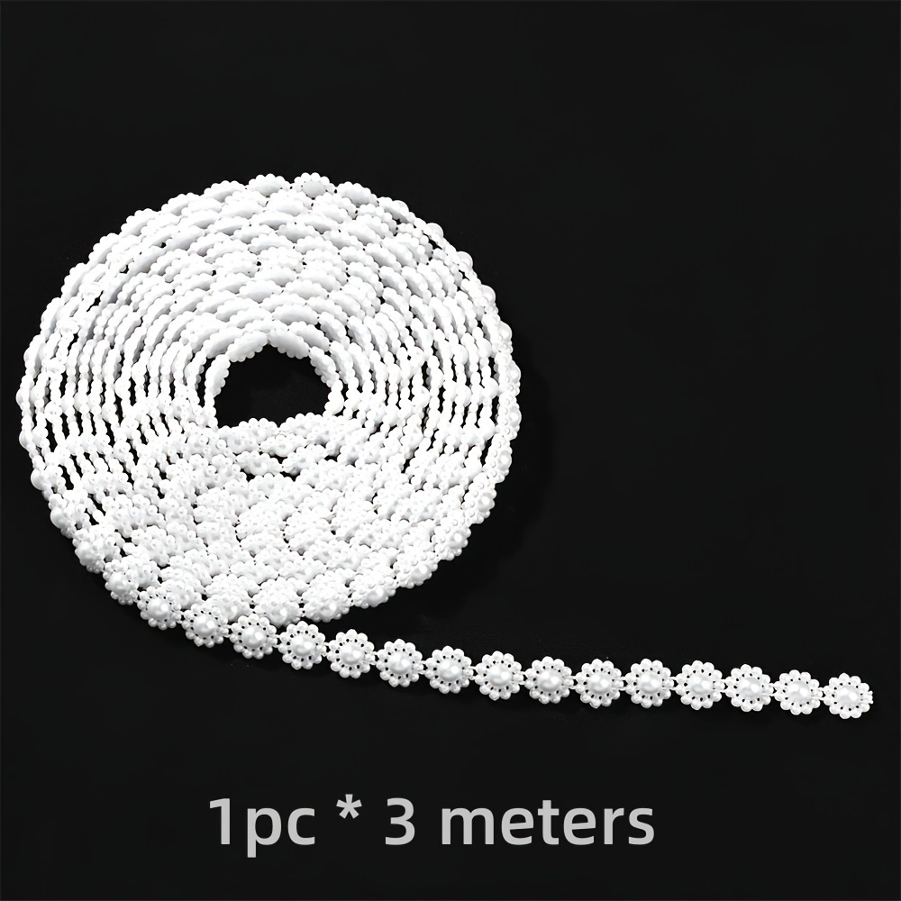1pc Round Flatback Beads Chain For Jewelry Making, Sewing Trim, Wedding Decoration, Party Supplies
