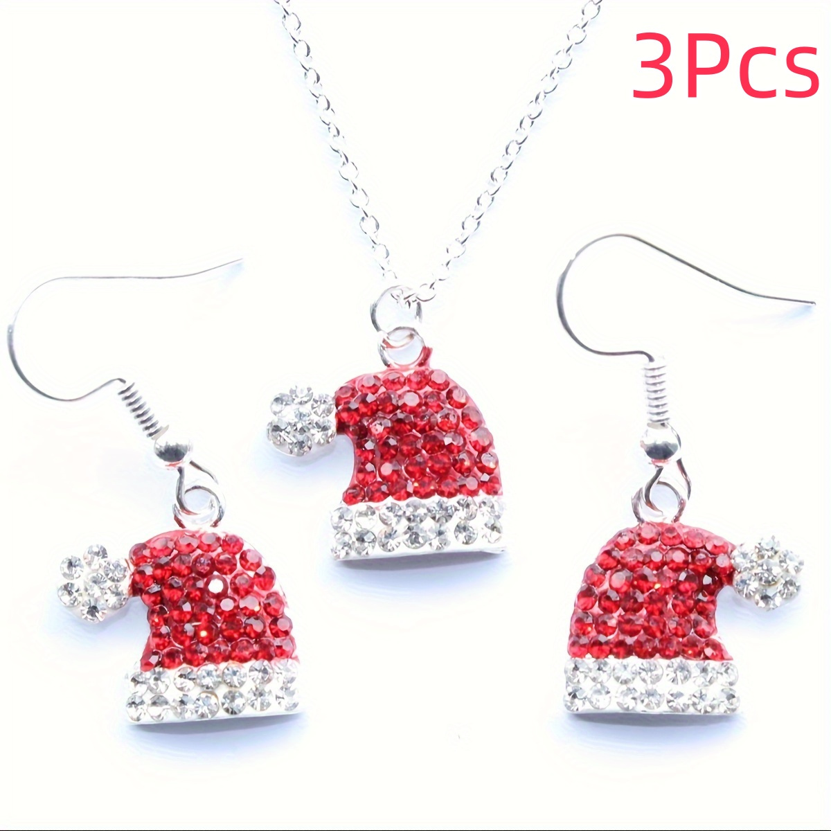 

3pcs Christmas Jewelry Set, 925 Hat Pendant Necklace And , Synthetic Zirconia, For And -,