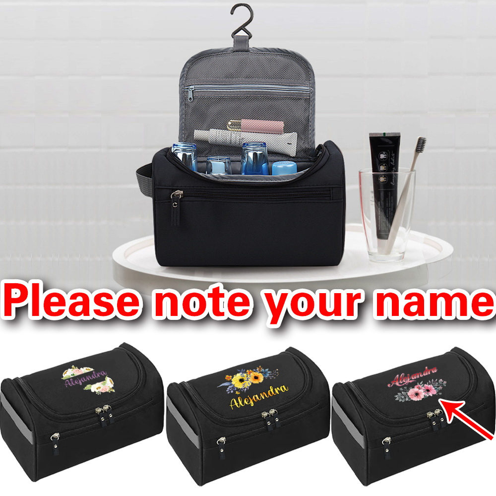 

Personalized Men's Business Toiletry Bag - Custom Name, Waterproof Canvas Cosmetic Case With Floral Print, Portable Makeup Organizer For Travel, Zip Closure, Hand Washable, Toiletry Travel Bag