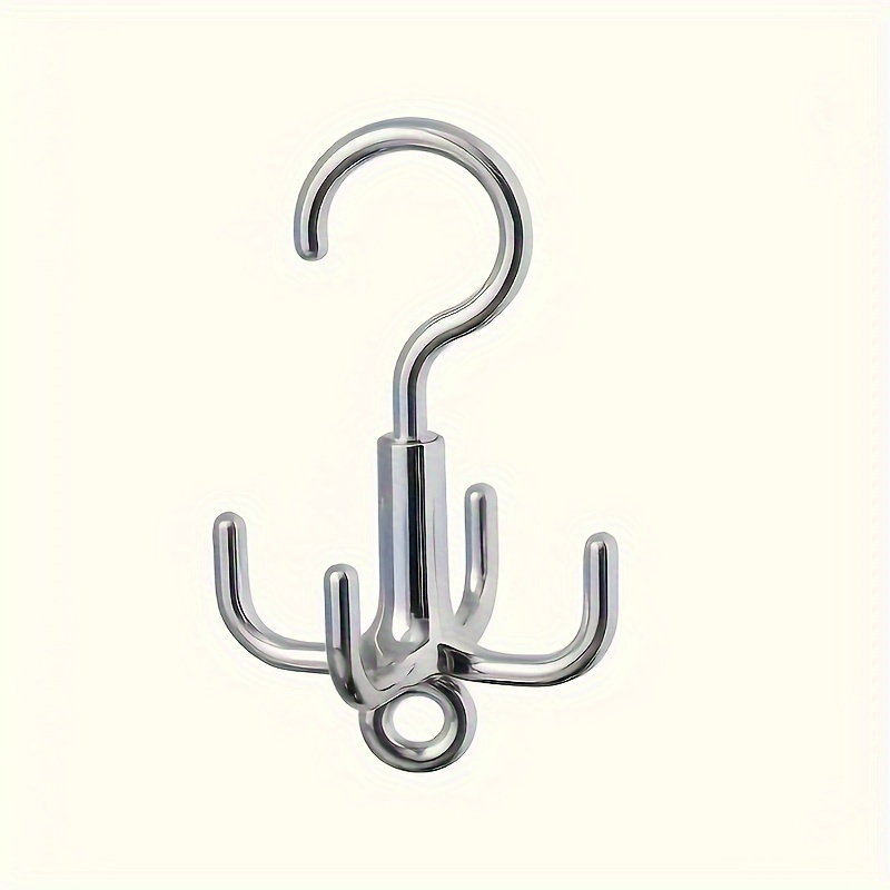 Contemporary Metal Coat Hooks - 1 Install Wall Mounted 4-claw Rotatable Hook, Bag Storage For Home And Dorm