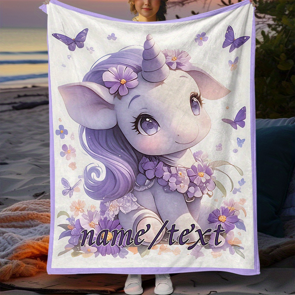 

Cozy Unicorn Print Flannel Throw Blanket - Soft, Lightweight & Warm For Couch, Bed, Travel & Camping - Perfect Gift For