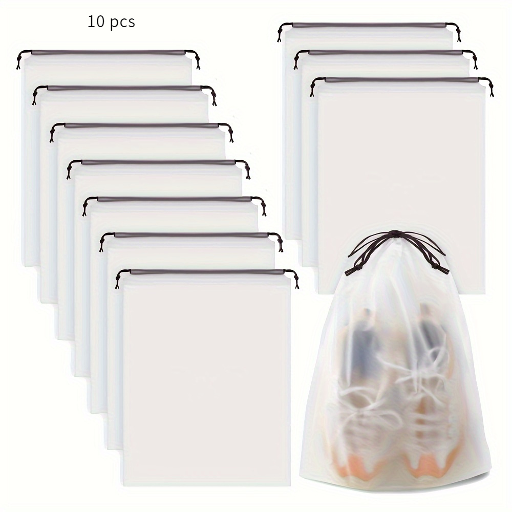 

10pcs Portable Shoes Storage Bag, Transparent Plastic Travel Bag, Transparent Organizer For Shoe Packaging And Protection