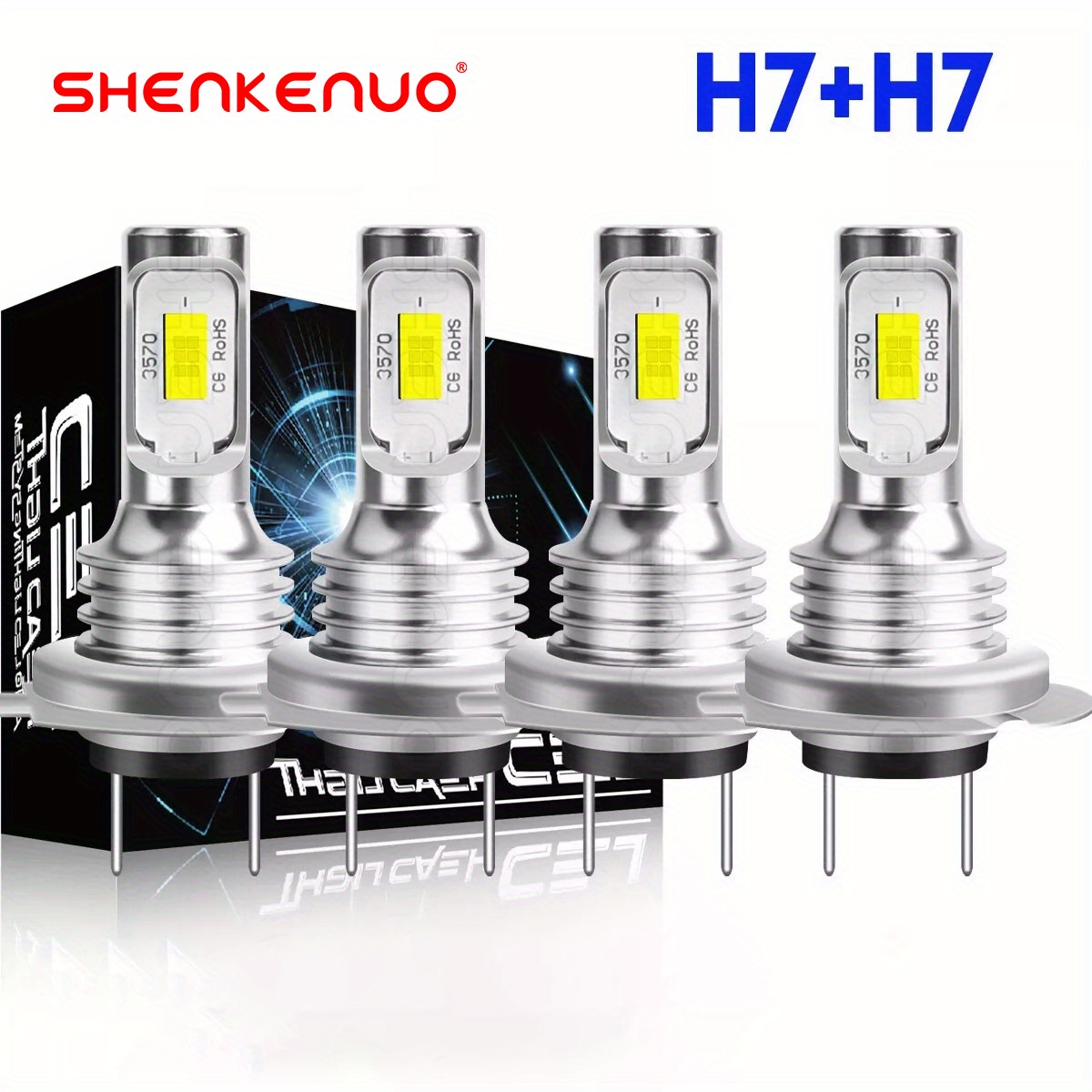 

4pcs H7 Led Headlight Bulbs Beam Bulbs 6000k White , Without Battery