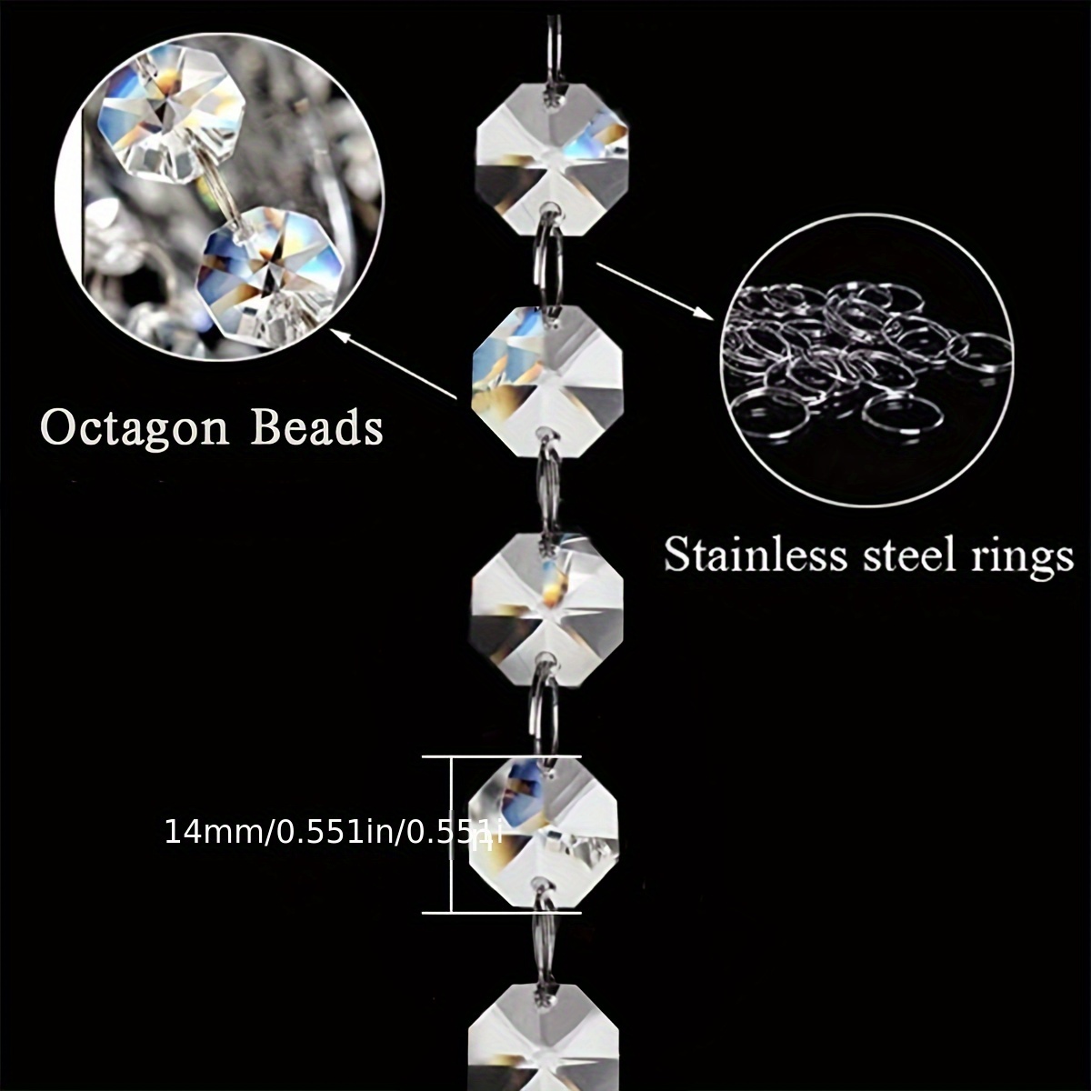 1pc set of 33   acrylic   garland stock suspended branch chandelier with gemstone bead chain 14mm transparent octagonal prism diamond string decoration for weddings parties mansaneta center decoration christmas tree details 2