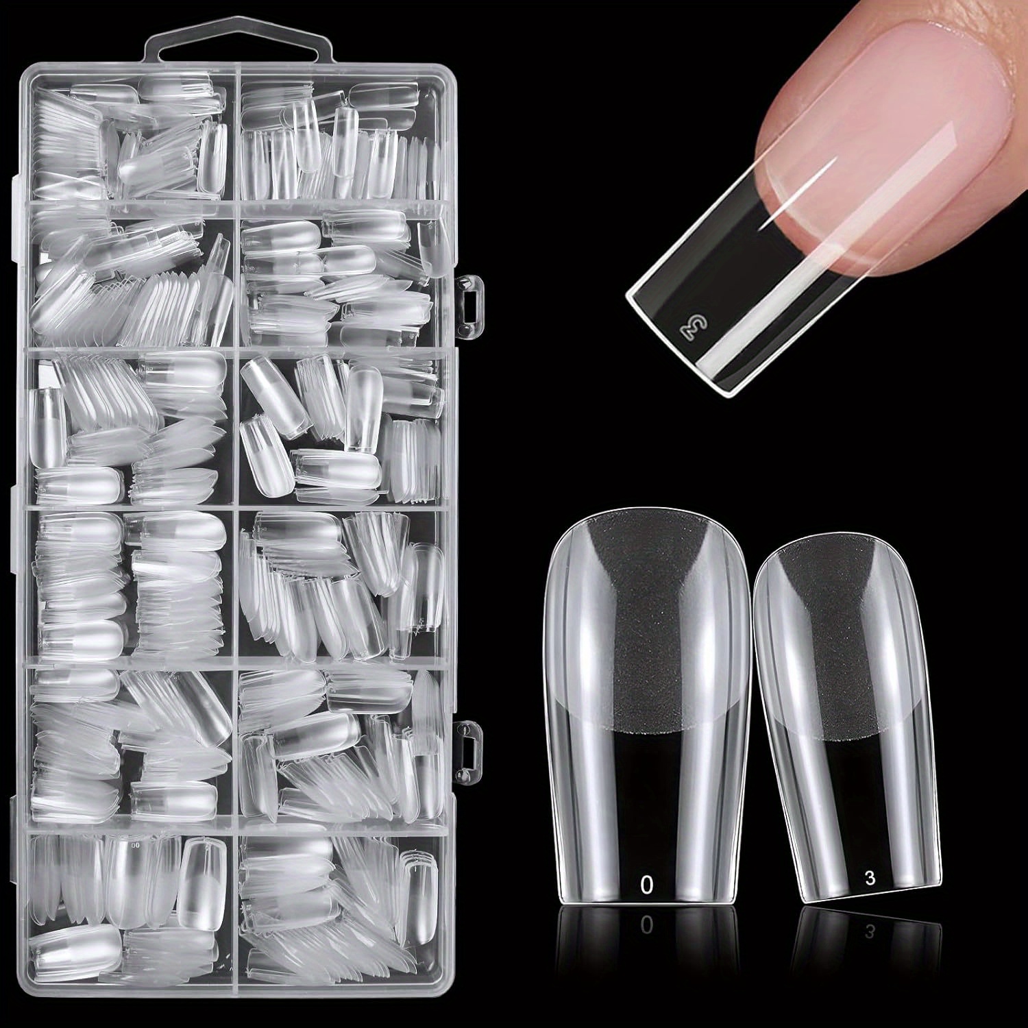 

600 pièces de Capsules d'Ongles Carrées Moyennes, Capsules d'Ongles en Gel Souple x, Acrylique , -Mat, Ongles en Gel Préformés d'Ongles, d'Ongles DIY,