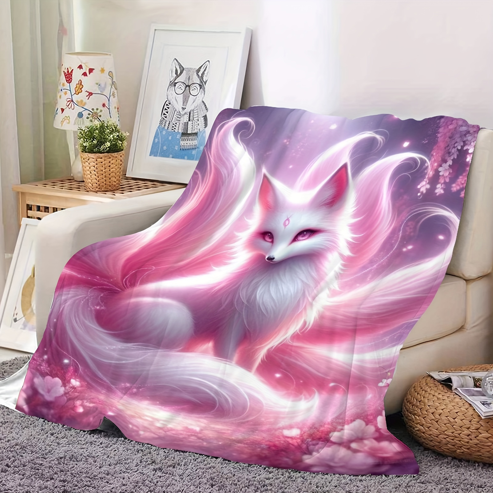 

Vibrant - Fox Printed Soft Blanket - Ultra-warm, Cozy, And Throw Blanket For Couch, Sofa, Office, Bed, Camping, Travel - Perfect Gift For All