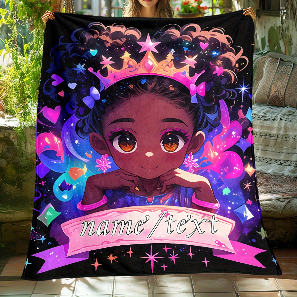 

Customizable Princess Print Flannel Throw Blanket - 1pc Personalized Soft Polyester Fleece, No Feathers, Electricity-free Use For Sofa, Bed, Travel, Camping, Office - Lightweight Warm Portable Blanket