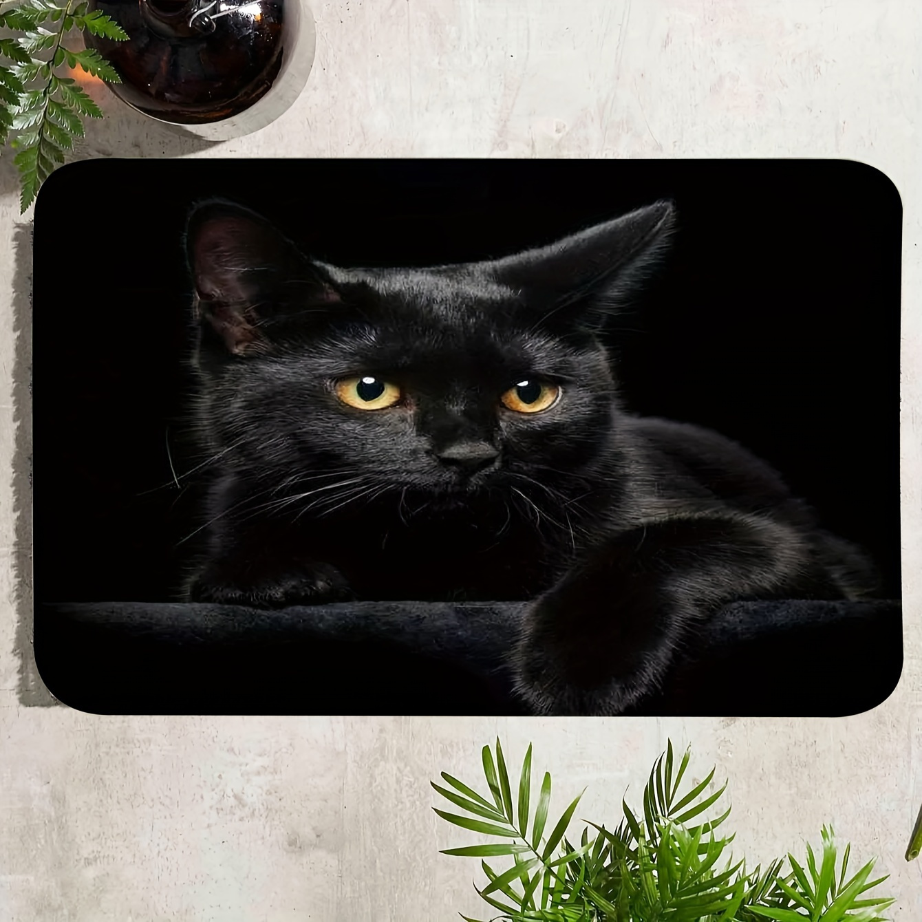 

Black Cat Print Area Rug - Absorbent, Non-slip & Machine Washable Floor Mat For Living Room, Bathroom, Nursery - Decor