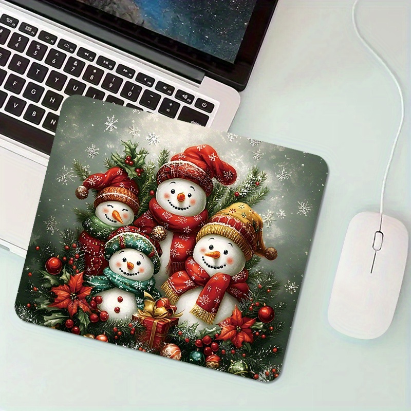 

1pc Snowman Print Mouse Pad, Non-slip Rubber Office Desk Mat, Portable Computer Table Mat, Aesthetic Workstation Accessory, Smooth Gliding Surface, Ideal Gift, Print Position May