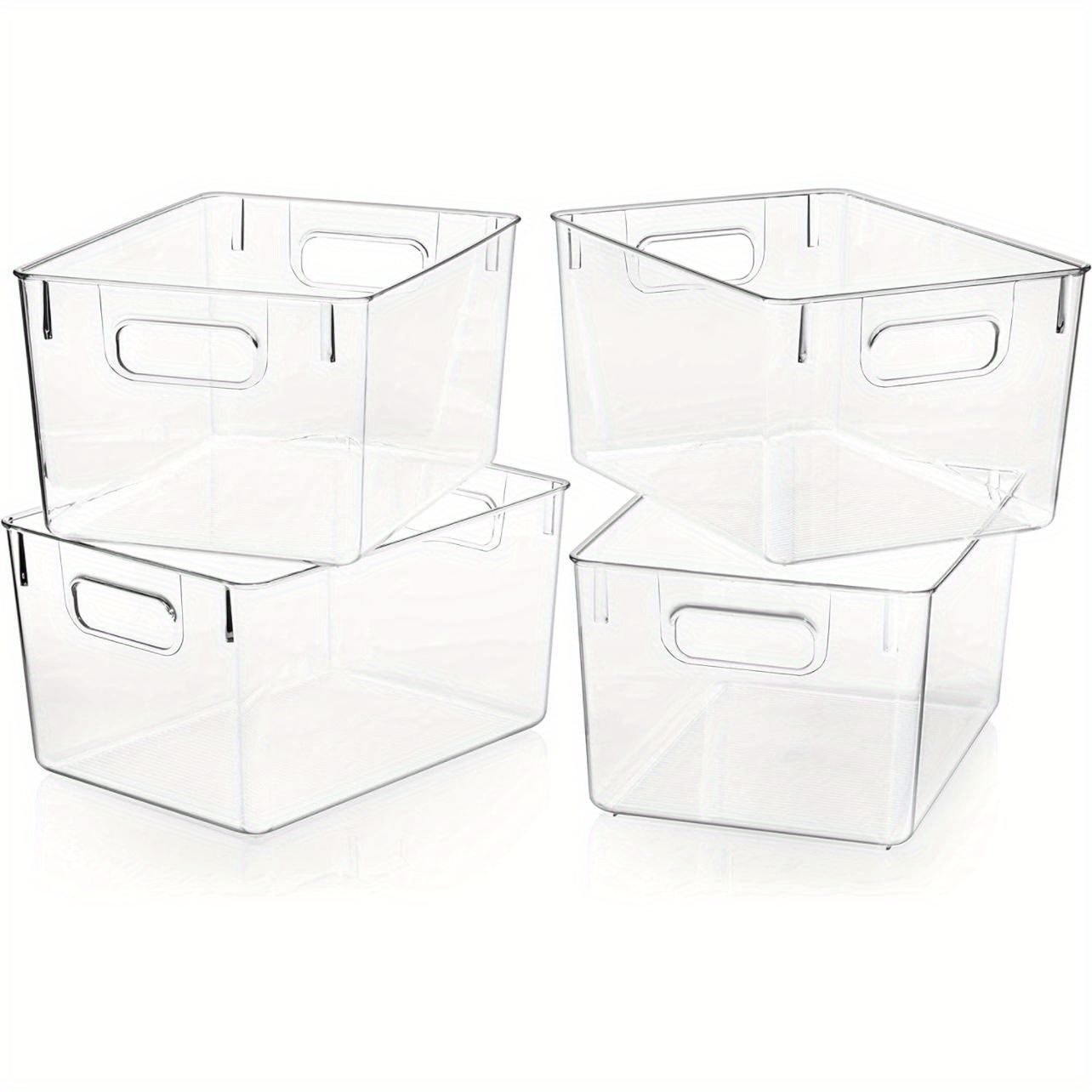 Image of 4/8/12pcs Clear Plastic Storage Bins, Pantry Organizers And Storage Containers Fridge Organizer Bins Kitchen Cabinet Organizer Cabinet Organizer Bin For Organizing Home Bathroom Freezer Refrigerator