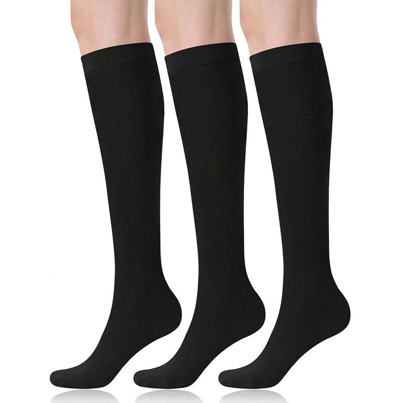 

3 Pairs Calf Socks, Simple Jk Style All- Knee High Socks, Women's Stockings & Hosiery