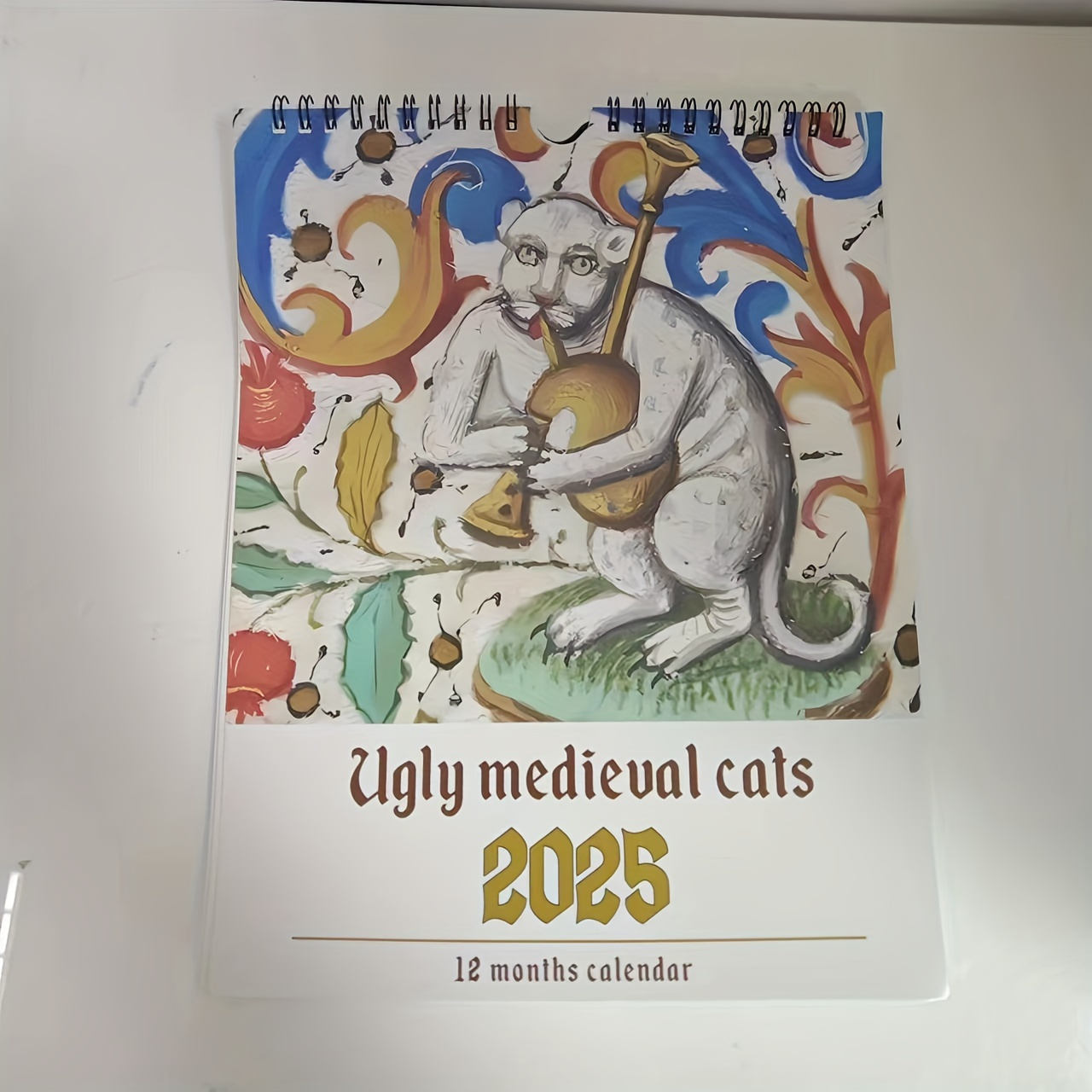 

1pc, Medieval Cat Playing Trumpet 2025, Monthly Wall Decor, Office Supplies, No Text, Pencil Design