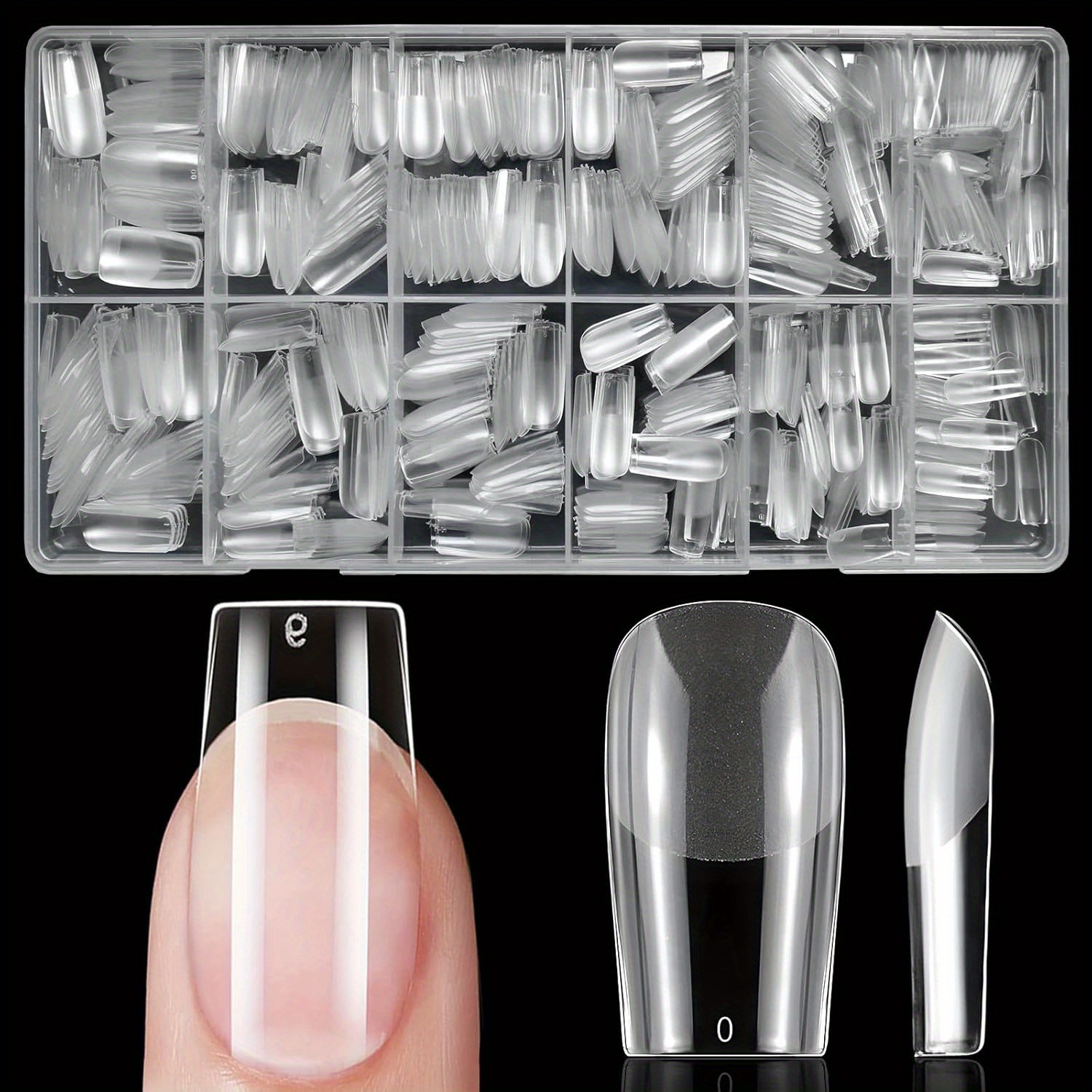 

600pcs Medium Square Gel X Nail Tips - , Middle Length Full Cover False Nails, Easy To Apply Flexible Acrylic Fingernails For Nail Extension And Press-on Art