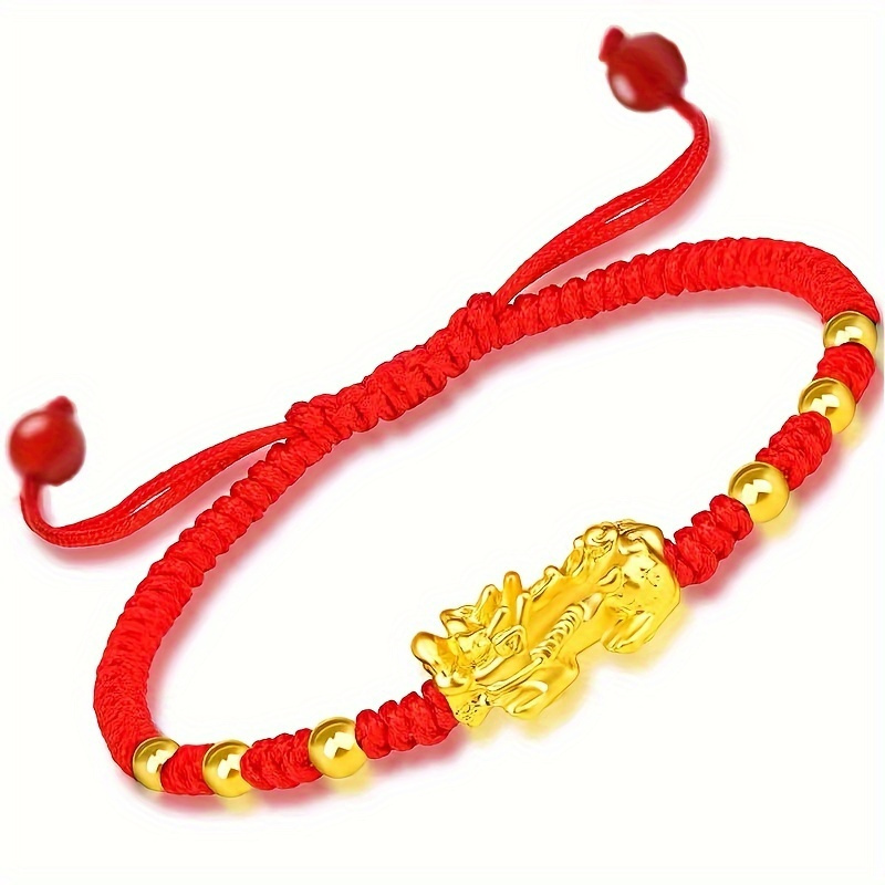 

A Red String Bracelet With 2 Pixiu Pendants, A Multifunctional Fashion And Creative Gift