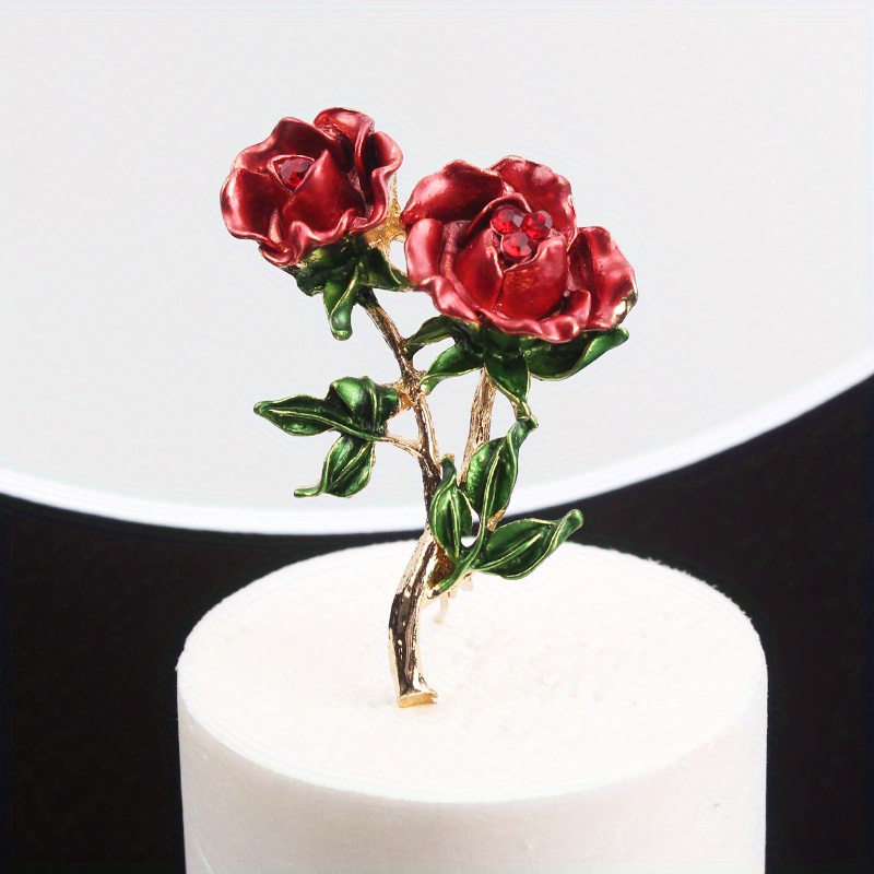 elegant vintage inspired rose brooch with sparkling rhinestones and enamel     accessory details 0