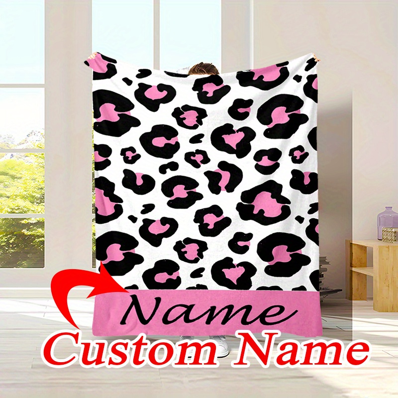 

Personalized Leopard Print Flannel Blanket - Soft, For , Camping, Travel | Custom Name Option | Perfect Christmas Gift For Family & Friends, Christmas Decor
