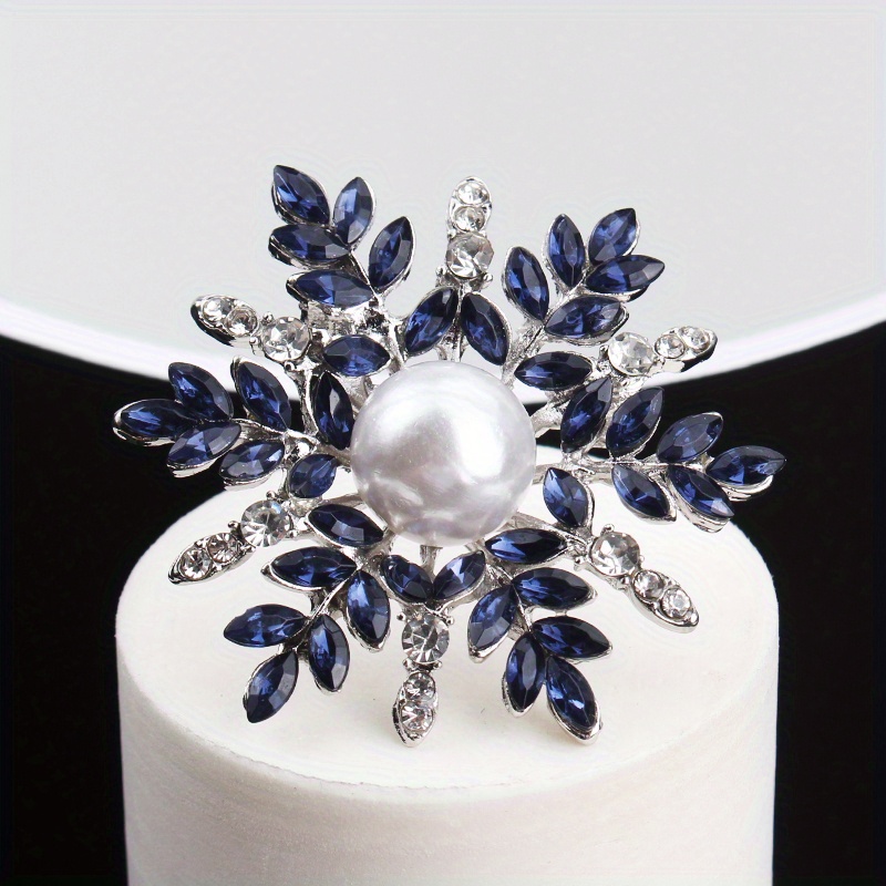 vintage style snowflake brooch with irregular   petals and central pearl elegant fashion pin for clothing accessory details 0