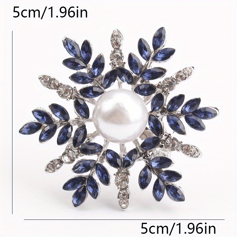 vintage style snowflake brooch with irregular   petals and central pearl elegant fashion pin for clothing accessory details 3