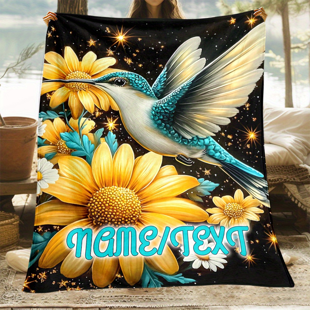 

& Personalized Fleece Blanket - Customizable Blanket For Sofa, Bed, , Camping, - 100% Polyester No-feather , Iron-free Use