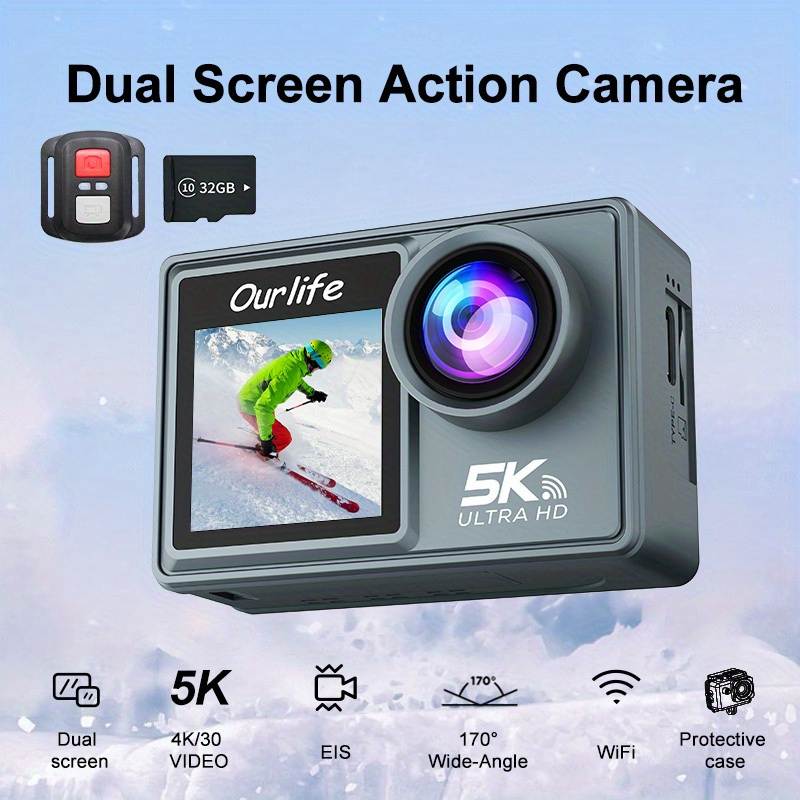 

5k Hd To Photos And Videos, Phone Connection, 1.3 Colour , Battery, Suitable For , Underwater , Cycling And Mountaineering To Rec