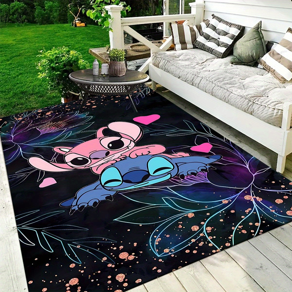 

800g/m2 Weight Jit 1pc Stitch Themed Area Rug, 1pc Rectangular Carpet For Outdoor, Bedroom, Entryway, Kitchen, Office, Perfect Indoor Home Decor & Gift, Christmas Decor, Christmas Decor