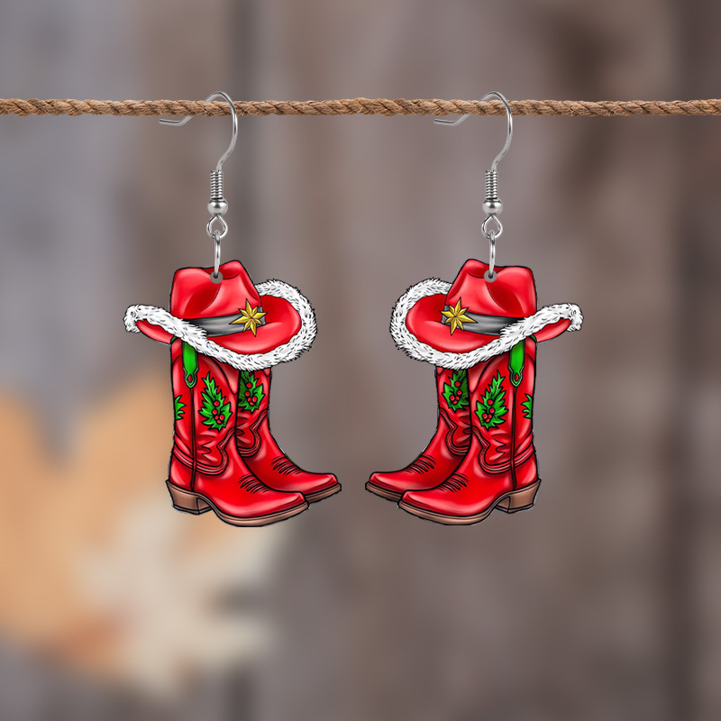 

Red Boots Acrylic Dangle Earrings - 1pair, Stainless Steel Hooks, No Plating, Christmas Holiday Gift For Women, Party Jewelry, Wear