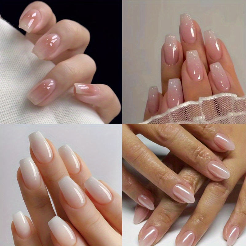 

102 Pieces Of Fake , Short Square And Smooth Fake And Short Bright Short T Gradient Smudging Simple Nude Gradient Wear Nail Art, Suitable For Women