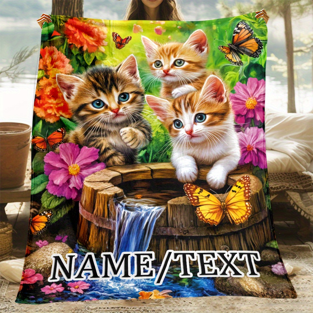 

1pc Personalized Flannel Fleece Throw Blanket – Custom Text Lightweight Soft Plush Travel Sofa Couch Bed Blanket, No Electricity Needed, Polyester, Hypoallergenic, Gift For