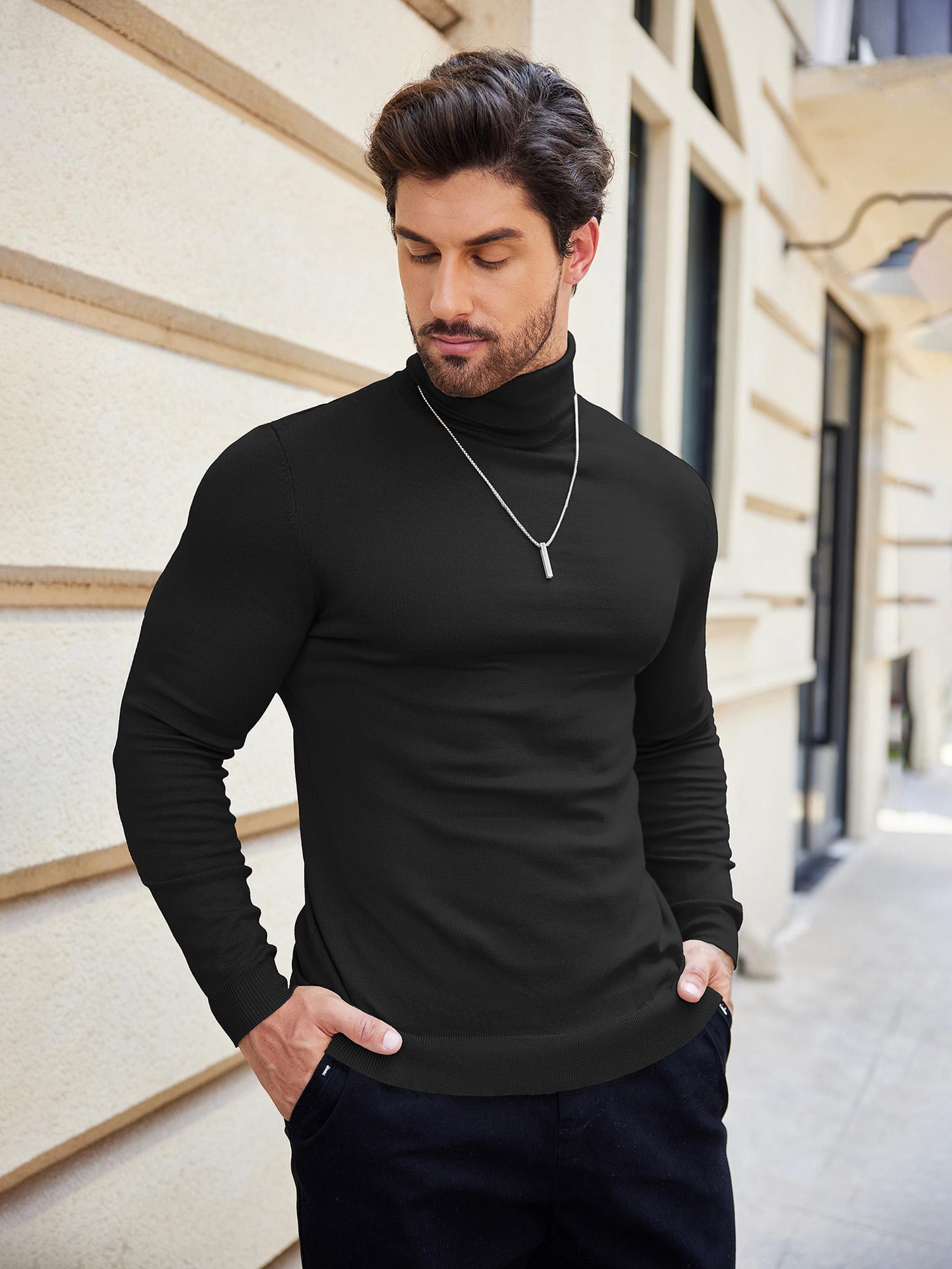 1pc *'S Viscose Turtleneck Sweater Casual Fabric Pullover with  Stretch, High Neck, Long Sleeve Solid Color for Fall/Winter