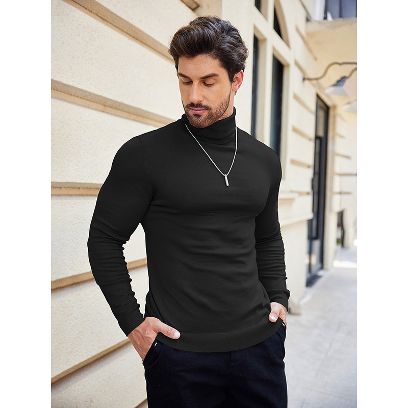 

1pc Viscose Turtleneck - Slight , , Long Sleeve For Fall/