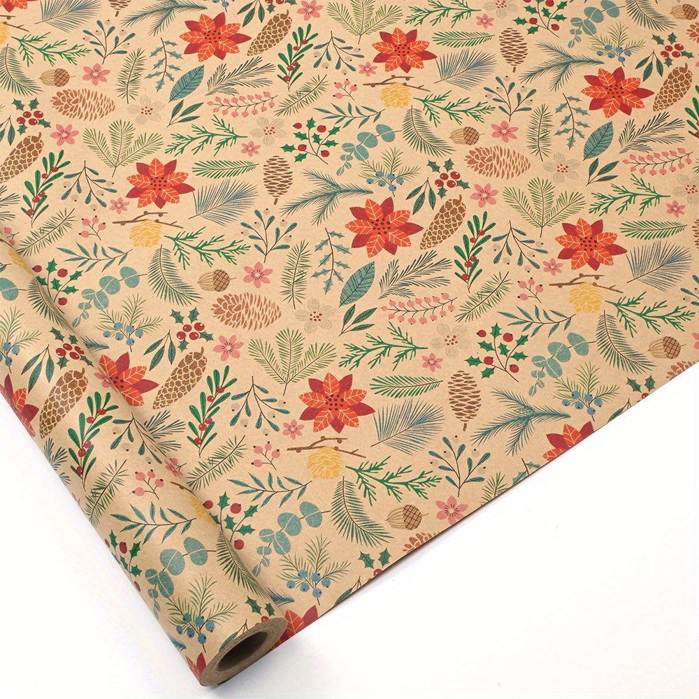 

Leaf-themed Christmas Wrapping Paper Roll - 17" X 32.8' | Colorful Gift Wrap For Presents, Diy Decorations & Flower Bouquets | 80gsm Paper, Best For Christmas