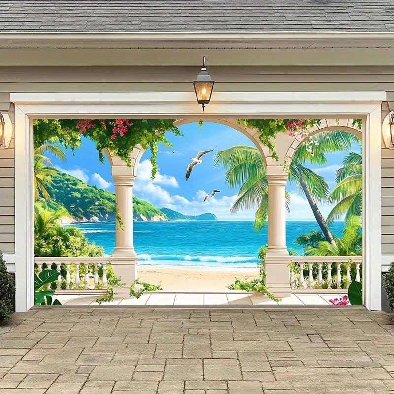 

Beach & Ocean Scene Garage Door Banner - Fabric, No Power Needed, Outdoor Festivals & Parties