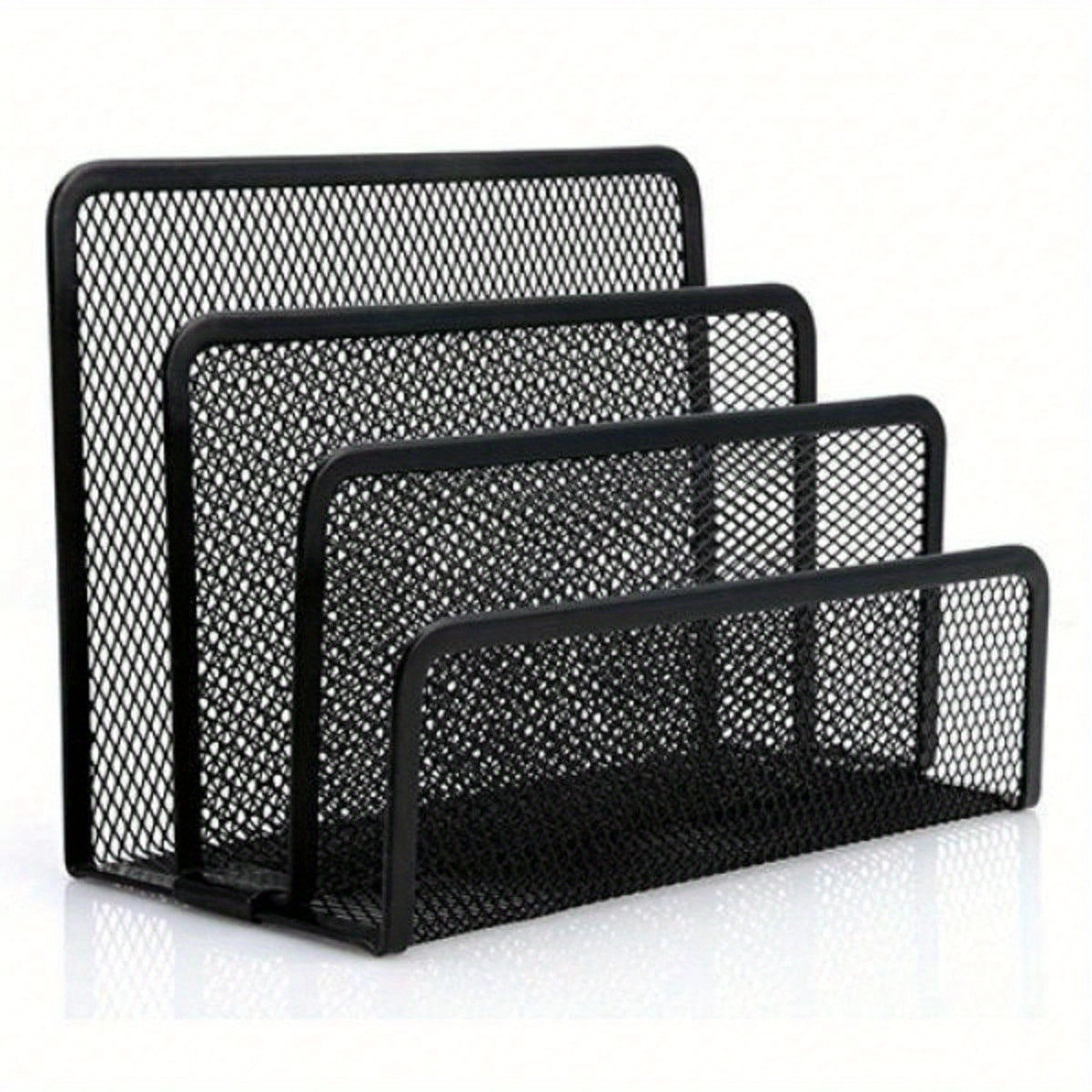 

1pc Sleek Black Mesh File Organizer - Iron Letter Sorter & Tray For Office Desk Organization, Perforated Design For Easy , Desk Organizer Tray