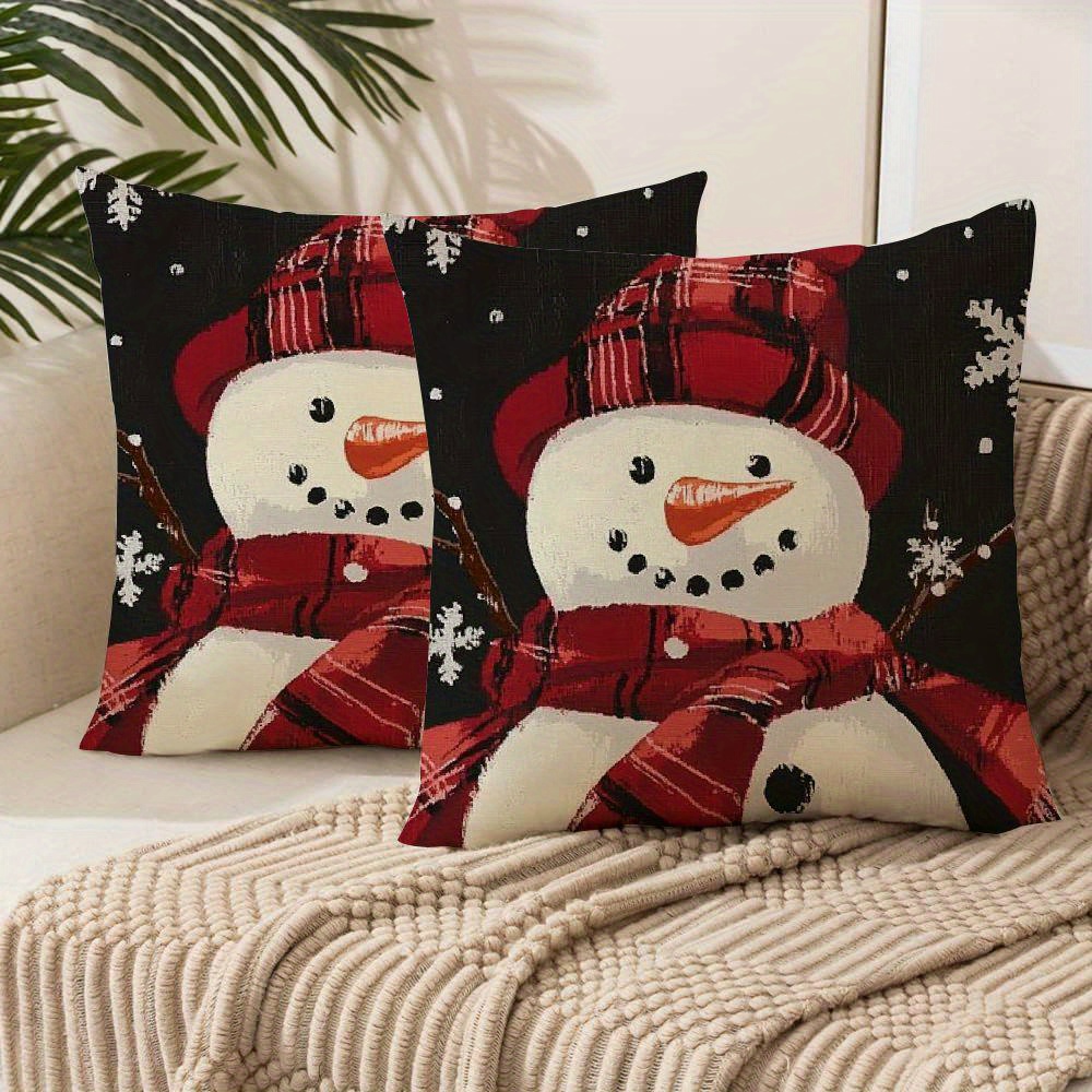 

2pcs Set Of Snowman Christmas - , Zip , For Sofa & Decor