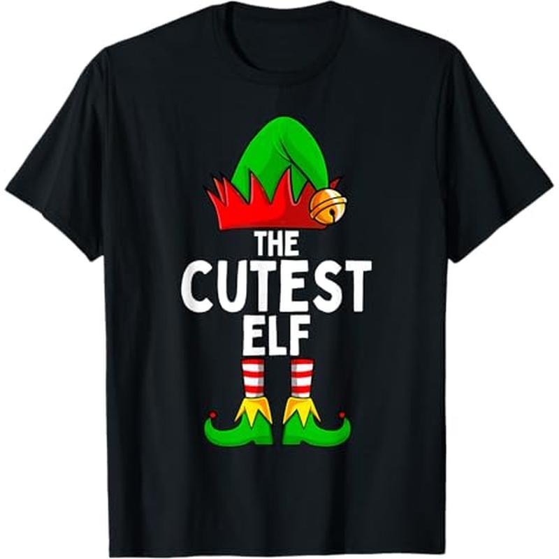 

Cutest Elf Matching Family Christmas T-shirt, 100% Cotton, Gift For Men Women Dad Mom Friends, S-xxxl, Black