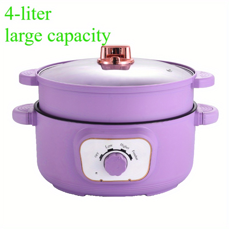 

4l Large Capacity Hot Pot Electric - 800w Slow Cooker, Frying Pan, Food Steamer, Bpa Free, Suitable For , Noodles, Soup, Dorm Room Essential, Home Office Party Kitchen Dorm Cooking, U.s. Plugs