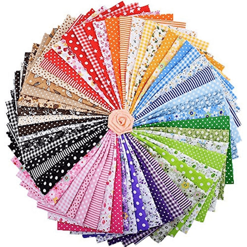 

56pcs Precut Fabric Squares For Quilting, Sewing, And Crafting - Mixed Color Patterns, 9.8" X 9.8" - Diy Craft Material For Home Party Decorations And Diy Masks