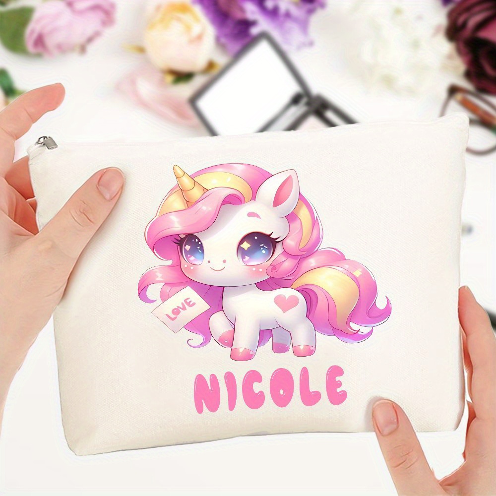 

Personalized Unicorn Makeup Bag - , Zippered &