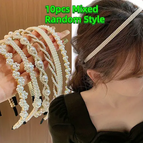 10pcs exquisite and minimalist imitation pearl with styles of fine hair bands for parties daily hairstyles outfits hair accessory sets for women and teenagers as gifts mix 10pcs