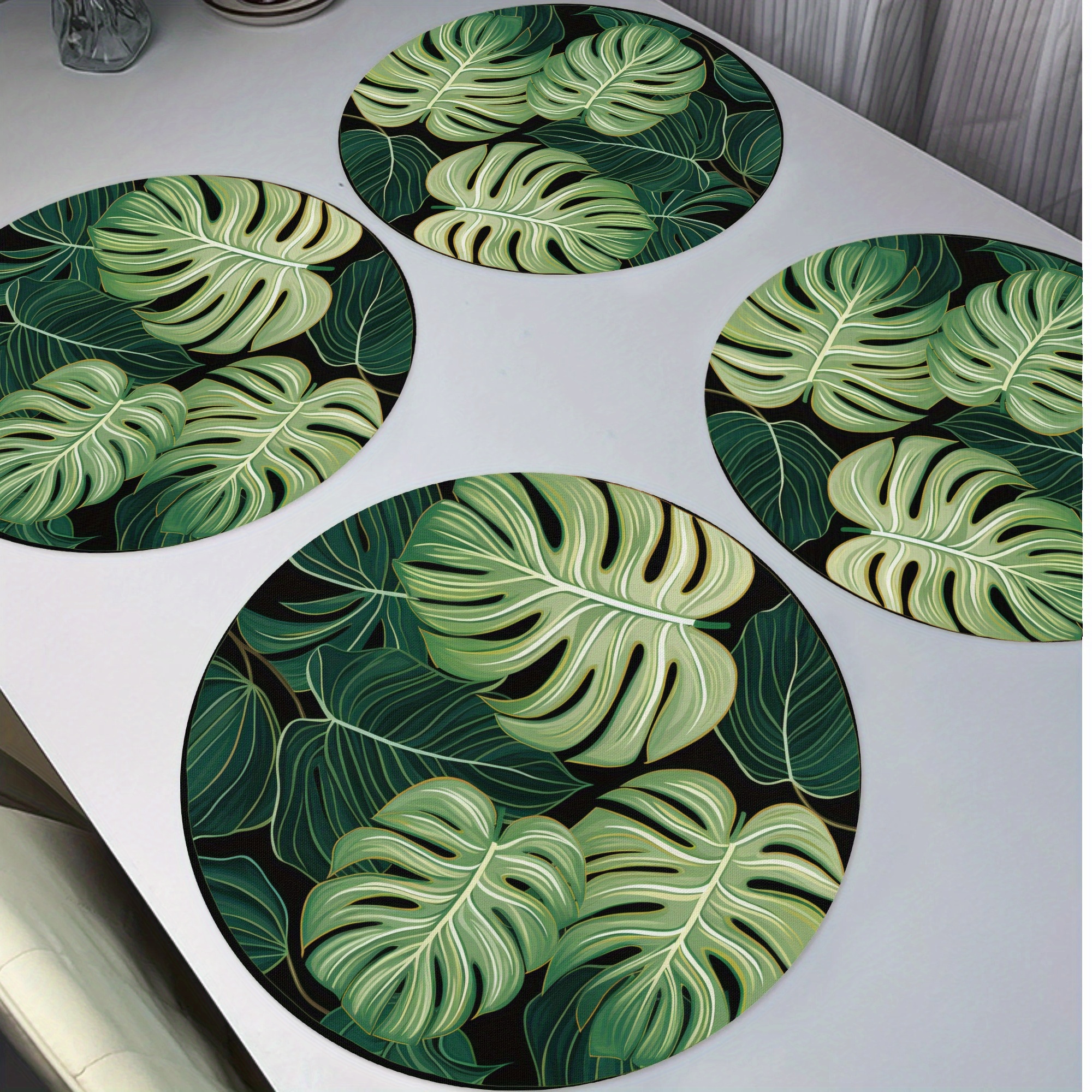 

4pcs Set Of Round Placemats - 15" Waterproof & Stain-resistant Polyester Mats, Easy To Clean - Dining & Kitchen Decor